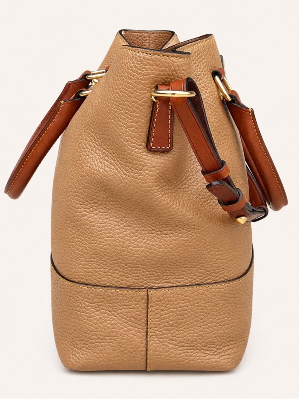 Dooney & Bourke Leather Satchel Tan Brown + Dust Bag Large - Picture 4 of 14